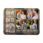 Hochzeit speichern Sie das Datum Mason Jars Wood F Magnet (Horizontal)