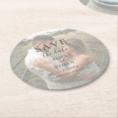 Hochzeit speichern Sie das Datum Minimalistischen Runder Pappuntersetzer (Angewinkelt)