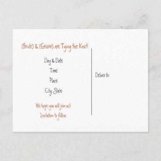 Hochzeit Speichern Sie das Datum mit Starfish Ankündigungspostkarte (Rückseite)