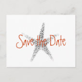 Hochzeit Speichern Sie das Datum mit Starfish Ankündigungspostkarte (Vorderseite)