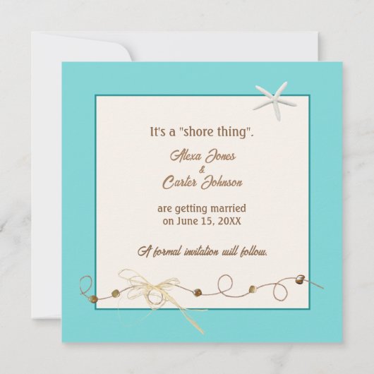 Hochzeit speichern Sie das Datum mit Starfish Save The Date (Rückseite)