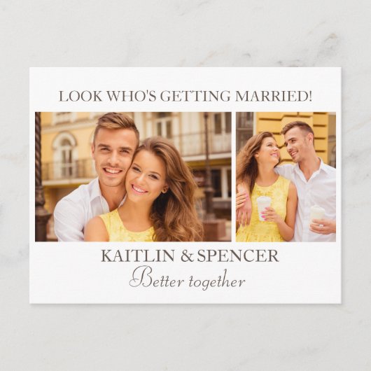 Hochzeit Speichern Sie das Datum Modernes 2 Foto W Postkarte (Vorderseite)