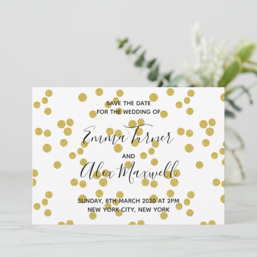 Hochzeit Speichern Sie das Datum Modernes Gold Con Save The Date (Stehend Vorderseite)