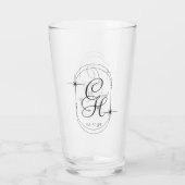Hochzeit Speichern Sie das Datum Monogram Boho Scr Glas (Rückseite)