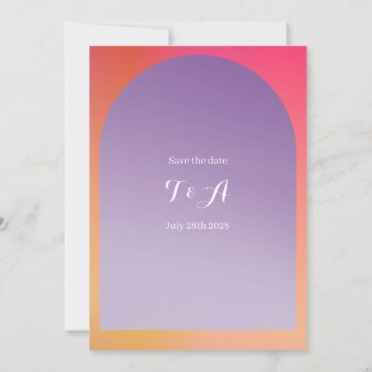 Hochzeit speichern Sie das Datum Ombre Boho Arch Save The Date (Rückseite)