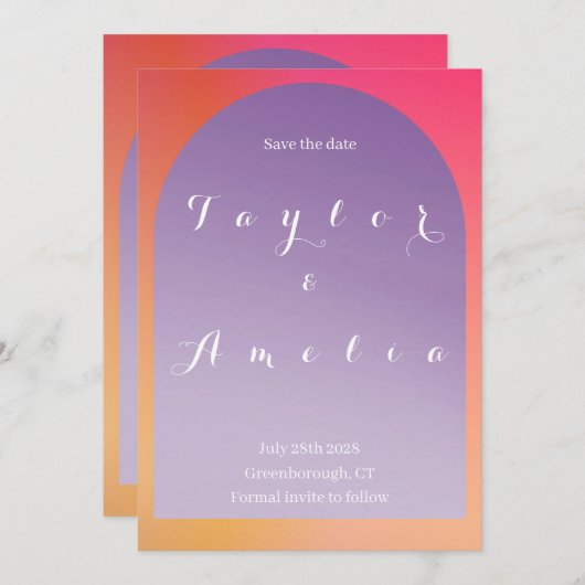 Hochzeit speichern Sie das Datum Ombre Boho Arch Save The Date (Vorne/Hinten)