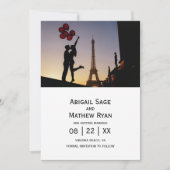 Hochzeit speichern Sie das Datum Paris Eiffelturm, Einladung (Vorderseite)