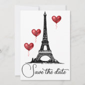Hochzeit speichern Sie das Datum Paris Eiffelturm, Einladung (Rückseite)