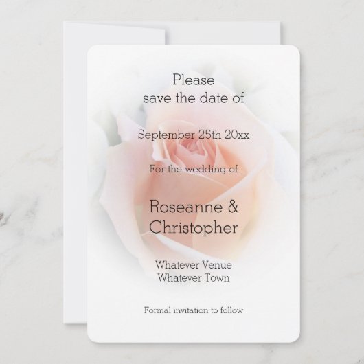 Hochzeit speichern Sie das Datum Pfirsichfarben-Ro Save The Date (Rückseite)
