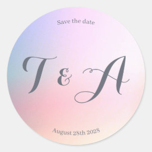 Hochzeit speichern Sie das Datum Pink Lilac Ombre Runder Aufkleber
