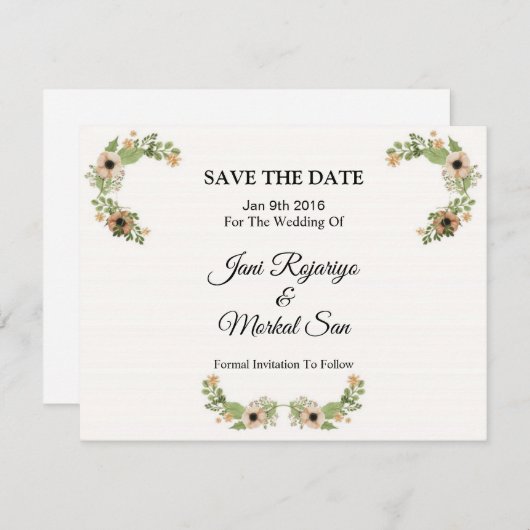 Hochzeit Speichern Sie das Datum PostCard Save The Date (Vorne/Hinten)