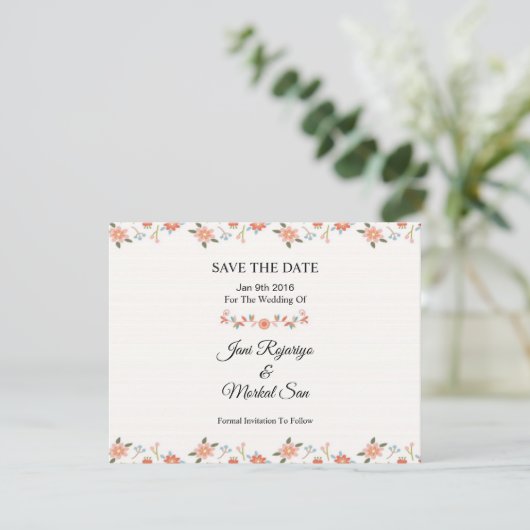 Hochzeit Speichern Sie das Datum PostCard Save The Date (Stehend Vorderseite)