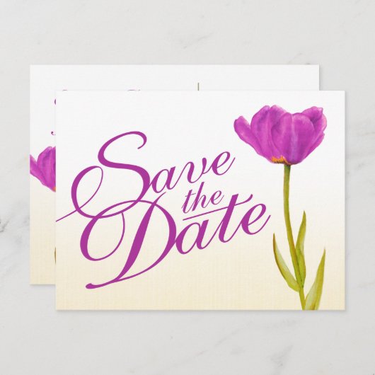 Hochzeit Speichern Sie das Datum Postkarte lila Tu (Vorne/Hinten)
