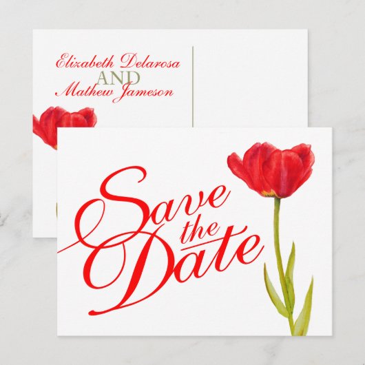 Hochzeit Speichern Sie das Datum Postkarte rote Tu (Vorne/Hinten)