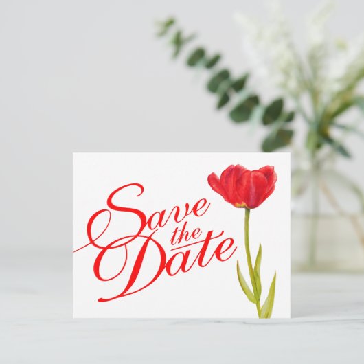 Hochzeit Speichern Sie das Datum Postkarte rote Tu (Stehend Vorderseite)