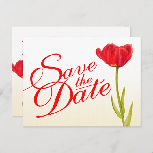 Hochzeit Speichern Sie das Datum Postkarte rote Tu (Vorne/Hinten)