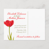 Hochzeit Speichern Sie das Datum Postkarte rote Tu (Rückseite)