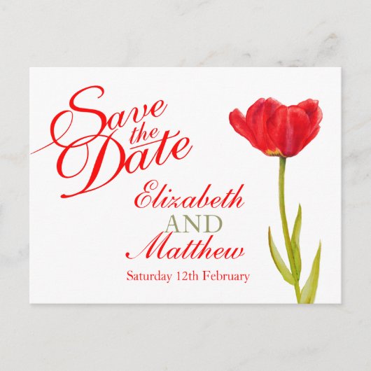 Hochzeit Speichern Sie das Datum Postkarte rote Tu (Vorderseite)