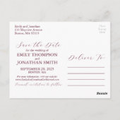 Hochzeit speichern Sie das Datum Postkarte zwei Fo (Rückseite)