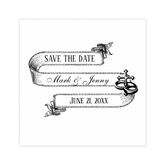 Hochzeit speichern Sie das Datum religiöses Kreuz Gummistempel (Prägung)