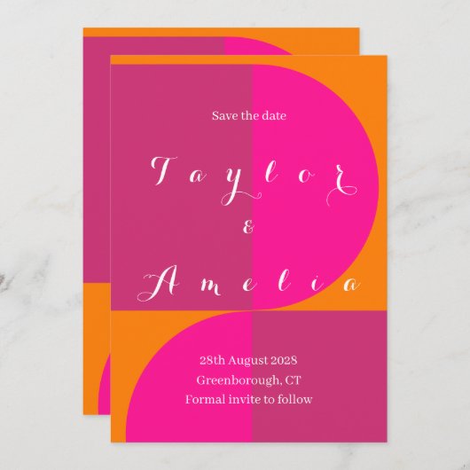 Hochzeit Speichern Sie das Datum Retro Abstrakt ro Save The Date (Vorne/Hinten)