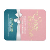 Hochzeit speichern Sie das Datum rosa blaue golden Magnet (Horizontal)