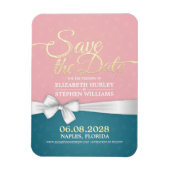 Hochzeit speichern Sie das Datum rosa blaue golden Magnet (Vertikal)