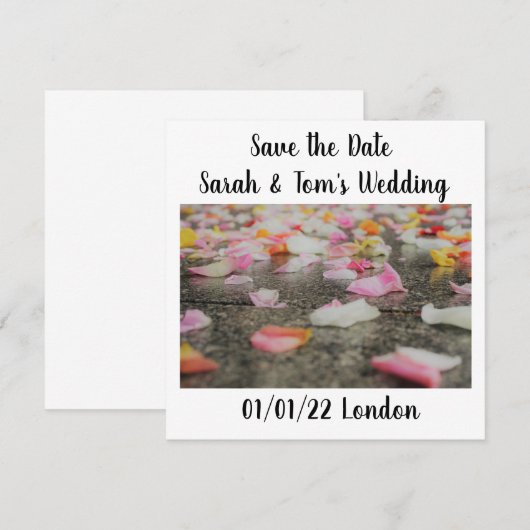 Hochzeit speichern Sie das Datum Rose Blätter Einladung (Vorne/Hinten)