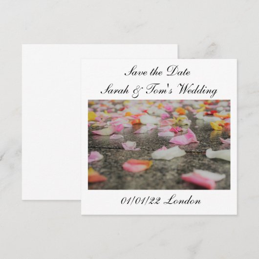 Hochzeit speichern Sie das Datum Rose Blätter Save Einladung (Vorne/Hinten)