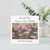 Hochzeit speichern Sie das Datum Rose Blätter Save Einladung (Stehend Vorderseite)