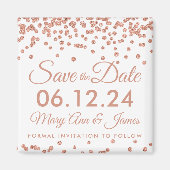 Hochzeit speichern Sie das Datum Rose Gold Glitzer Magnet (Vorne)