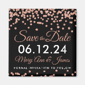 Hochzeit speichern Sie das Datum Rose Gold Glitzer Magnet (Vorne)