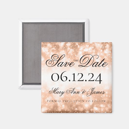 Hochzeit speichern Sie das Datum Rose Goldschimmer Magnet (Vorderseite/Rückseite)