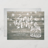 Hochzeit speichern Sie das Datum rustikale Holz Ma Ankündigungspostkarte (Vorne/Hinten)