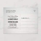 Hochzeit speichern Sie das Datum rustikale Holz Ma Ankündigungspostkarte (Rückseite)