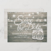 Hochzeit speichern Sie das Datum rustikale Holz Ma Ankündigungspostkarte (Vorne/Hinten)