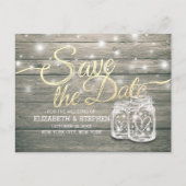 Hochzeit speichern Sie das Datum rustikale Holz Ma Ankündigungspostkarte (Vorderseite)