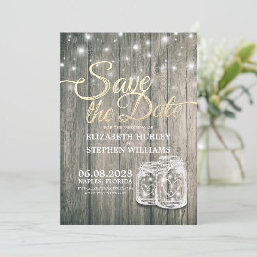 Hochzeit speichern Sie das Datum rustikale Holz Ma Save The Date (Stehend Vorderseite)
