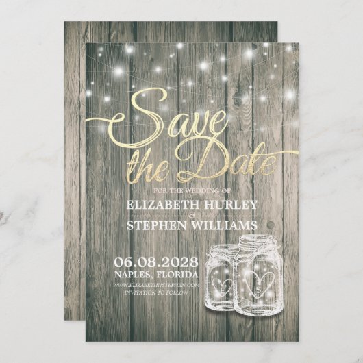 Hochzeit speichern Sie das Datum rustikale Holz Ma Save The Date (Vorne/Hinten)