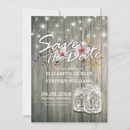 Hochzeit speichern Sie das Datum rustikale Holz Ma Save The Date (Vorderseite)