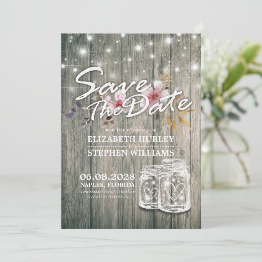 Hochzeit speichern Sie das Datum rustikale Holz Ma Save The Date (Stehend Vorderseite)