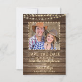 Hochzeit speichern Sie das Datum Rustikale Holzleu Save The Date (Vorderseite)