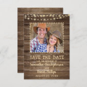 Hochzeit speichern Sie das Datum Rustikale Holzleu Save The Date (Vorne/Hinten)
