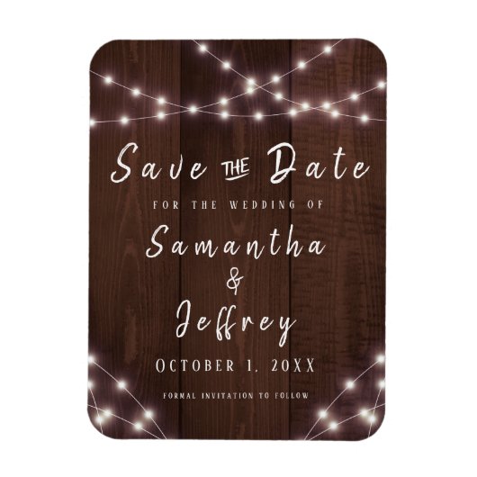 Hochzeit speichern Sie das Datum rustikale String  Magnet (Vertikal)