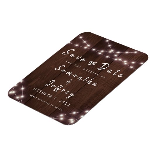 Hochzeit speichern Sie das Datum rustikale String  Magnet (Linke Seite)