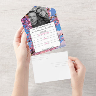 Hochzeit speichern Sie das Datum RVSP All In One Einladung