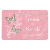 Hochzeit speichern Sie das Datum Schmetterlinge ro Magnet (Horizontal)