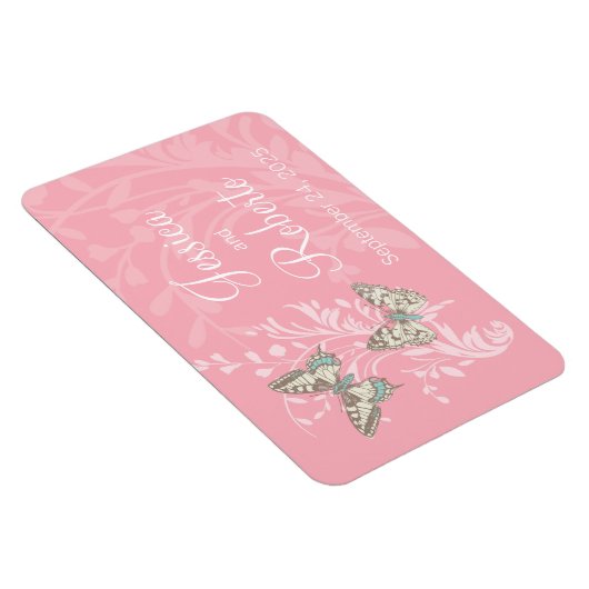 Hochzeit speichern Sie das Datum Schmetterlinge ro Magnet (Rechte Seite)