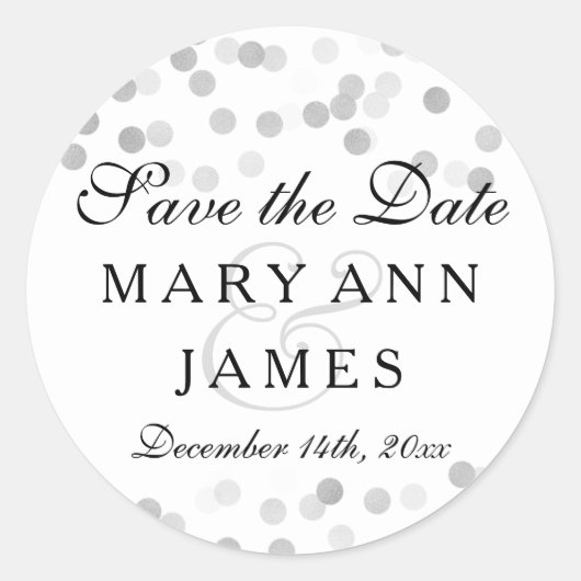 Hochzeit speichern Sie das Datum Silber Foil Glitz Runder Aufkleber (Vorderseite)