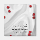 Hochzeit speichern Sie das Datum "Small Red Hearts Magnet (Vorne)